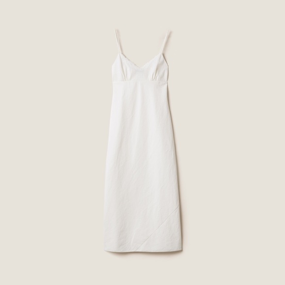 Miu Miu Embroidered slubbed canvas maxi-dress It36 - Picture 1 of 6